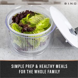 BINO | Salad Spinner - 2.75 Qt | Small Manual Lettuce Spinner | Salad Spinner with Salad Bowl for Serving | Fruit & Vegetable Basket & Spinner | Pasta and Herbs Spinner with Colander | Kitchen Gadgets