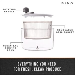 BINO | Salad Spinner - 2.75 Qt | Small Manual Lettuce Spinner | Salad Spinner with Salad Bowl for Serving | Fruit & Vegetable Basket & Spinner | Pasta and Herbs Spinner with Colander | Kitchen Gadgets