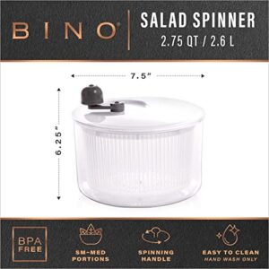 BINO | Salad Spinner - 2.75 Qt | Small Manual Lettuce Spinner | Salad Spinner with Salad Bowl for Serving | Fruit & Vegetable Basket & Spinner | Pasta and Herbs Spinner with Colander | Kitchen Gadgets