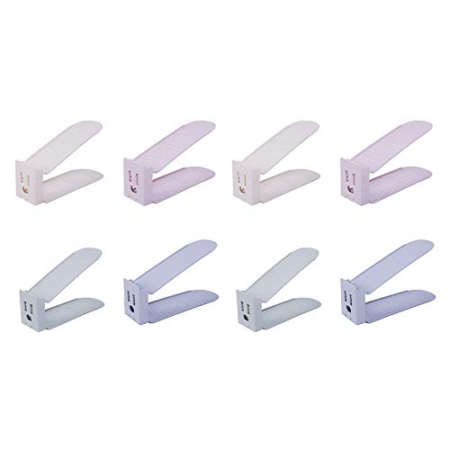 TYI Shoe Slots Shoe Rack Double Shoe Rack Shoe Organizer Space Saver Detachable Adjustable Suitable for Sneaker Booties High Heels Flats Sandals Set of 8