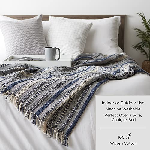 DII Rustic Farmhouse Throw Blanket with Decorative Tassles, Use for Chair, Couch, Bed, Picnic, Camping, Beach, & Just Staying Cozy at Home (50 x 60), Large Chevron Gray