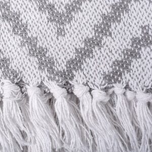 DII Rustic Farmhouse Throw Blanket with Decorative Tassles, Use for Chair, Couch, Bed, Picnic, Camping, Beach, & Just Staying Cozy at Home (50 x 60), Large Chevron Gray