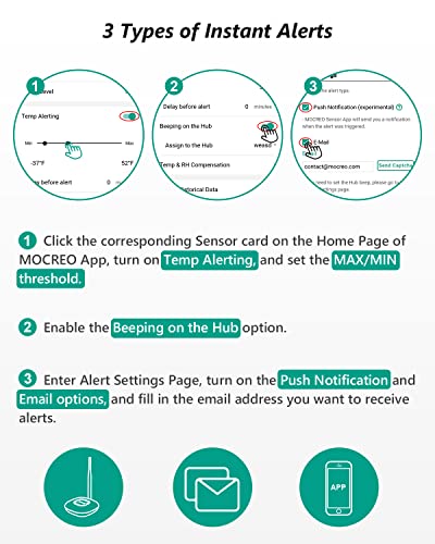 MOCREO ST5 WiFi Thermometer Freezer Alarm, Email Alert, App Notification, Data Logging Export, No Subscription Fee, Remote Wireless Temperature Sensor for Refrigerator, Freezer, Hot Tub (2 Pack)