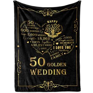 infantown 50th anniversary blanket gifts, 50th wedding for couple parents grandparent, 50th golden wedding anniversary throw blankets gifts for dad mom husband wife 50"x 70"