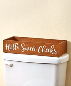 toilet tank topper tray - hello sweet cheeks - novelty bathroom decor