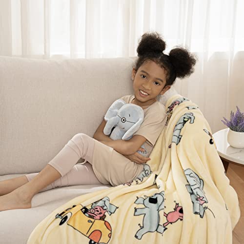 Berkshire & Mo Willems VelvetLoft® Luxury Soft Cozy Plush Throw Blanket, Elephant Piggie, 50" x 70"(Official Mo Willems Product)