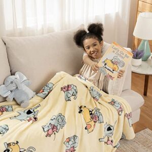 Berkshire & Mo Willems VelvetLoft® Luxury Soft Cozy Plush Throw Blanket, Elephant Piggie, 50" x 70"(Official Mo Willems Product)