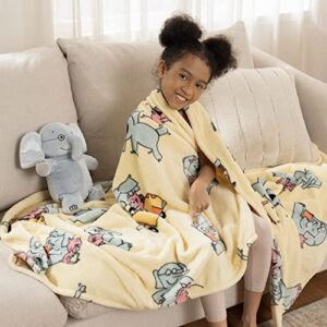 Berkshire & Mo Willems VelvetLoft® Luxury Soft Cozy Plush Throw Blanket, Elephant Piggie, 50" x 70"(Official Mo Willems Product)