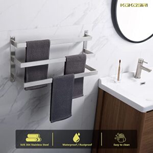 KOKOSIRI Bath Towel Bars Bathroom 3-Tiers Ladder Towel Rails Towel Holders Wall Mounted Towels Shelves Rack Brushed Stainless Steel, B5006BR-L24