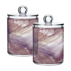 2 pack qtip holder organizer dispenser bright purple marble grunge bathroom storage canister cotton ball holder bathroom containers for cotton swabs/pads/floss