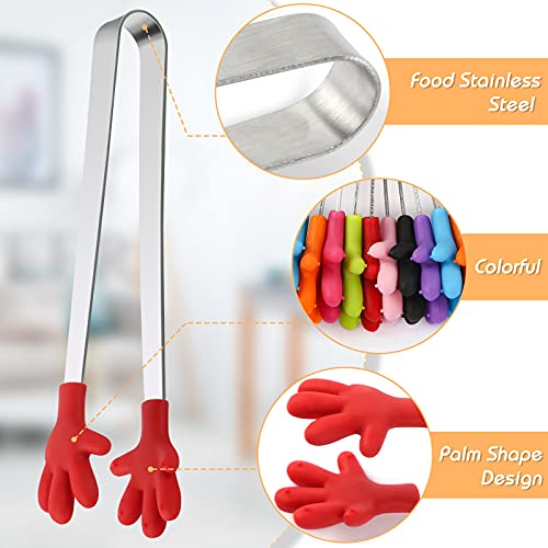 Shindel Silicone Mini Tongs, 8PCS Kids Tongs Cooking Tongs, Kitchen Gadgets