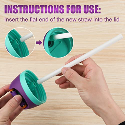 Replacement Straws for Owala FreeSip 24 oz 32 oz, 6pcs Reusable Plastic Straws with Cleaning Brush for Owala Flip Insulated Stainless Steel Water Bottle 24oz 32oz, Tumbler Accessories Parts(White)