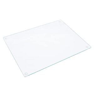tempered glass cutting board, extremely durable, long-standing, clear glass, scratch resistant, heat resistant, shatterproof, extra large 12x16