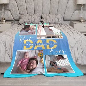 Personalized Best Dad Ever Gifts from Daughter Son, Custom Soft Throw Blankets Using My Own Photo, Customized Gifts for Dad Grandpa Husband Papa, Picture Blankets for Fathers Day Birthday, Made in USA