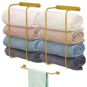 2+1 set towel racks for bathroom, towel holder for bathroom wall, bathroom storage, towel racks for bathroom wall mounted, bathroom towel storage, towel storage for small bathroom, spa, salon(gold)