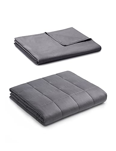 YnM Weighted Blanket with Cotton Duvet Bundle | 60''x80'' 17lbs, Suit for One Person(~160lb) Use on Queen/King Bed | Dark Grey