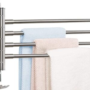 TONIAL Towel Rack 15 inch Swivel Towel Racks for Bathroom Wall Mounted, Bath Towel Bar Stainless Steel 4-Arm Towel Holder Brushed Nickel, Space Saving