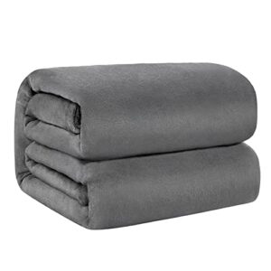 comaza flannel fleece throw blanket- lightweight extra soft & cozy bed blanket microfiber flannel fuzzy blanket for couch and sofa.(grey,90x90 inches)