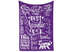 innobeta aunt gifts from niece, nephew, best auntie ever gifts blanket for aunt, birthday gifts flannel blankets for women- 50"x 65"- purple