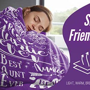 InnoBeta Aunt Gifts from Niece, Nephew, Best Auntie Ever Gifts Blanket for Aunt, Birthday Gifts Flannel Blankets for Women- 50"x 65"- Purple