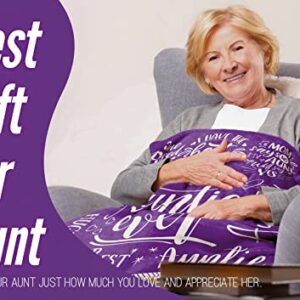 InnoBeta Aunt Gifts from Niece, Nephew, Best Auntie Ever Gifts Blanket for Aunt, Birthday Gifts Flannel Blankets for Women- 50"x 65"- Purple