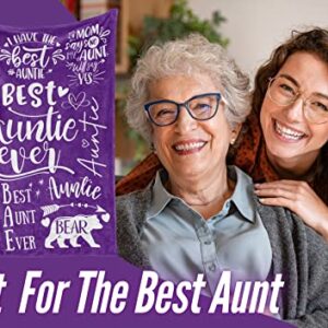 InnoBeta Aunt Gifts from Niece, Nephew, Best Auntie Ever Gifts Blanket for Aunt, Birthday Gifts Flannel Blankets for Women- 50"x 65"- Purple