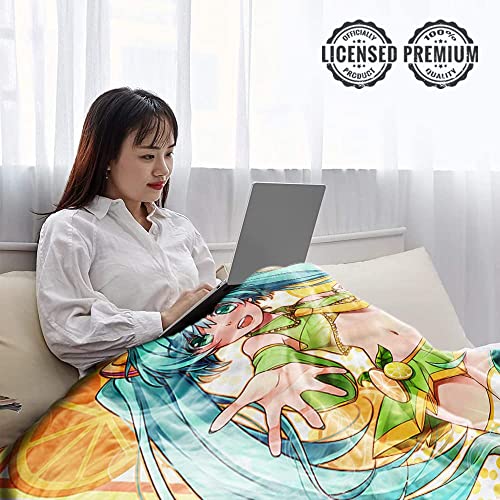 Hatsune Miku Fleece Throw Blanket | Featuring Hologram Citrus Hatsune Miku | Plush Thow Fleece Bed Comforter 45 X 60 inches