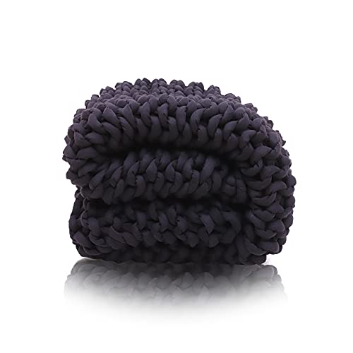 FindPanda Handmade Chunky Knit Weighted Blanket Throw, Cooling Weighted Blanket Queen Size 15 pounds, Breathable and Comfortable Knit Weighted Blankets for Home Décor（Black, 60"×80" 15 lbs）