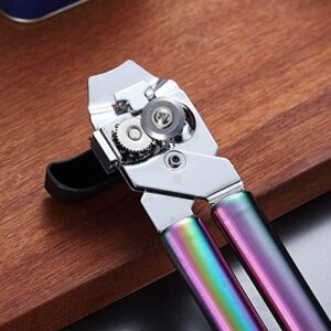 Berglander Can Opener, Stainless Steel Rainbow Handle Can Opener, Titainium Colorful Plating Handle Can Opener Hand Held, Smooth Edge Manual Can Opener, Heavy Duty (Rainbow)