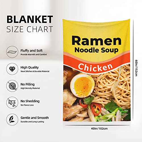 LASWEGA Ramen Blanket Ramen Chicken Flavor Noodle Soup Throw Blanket, Flannel Fleece Air Conditioning Quilt Best Gift Lightweight Cozy Plush Blanket for Sofa Chair Bedroom,60"x50"