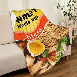 LASWEGA Ramen Blanket Ramen Chicken Flavor Noodle Soup Throw Blanket, Flannel Fleece Air Conditioning Quilt Best Gift Lightweight Cozy Plush Blanket for Sofa Chair Bedroom,60"x50"