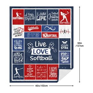 RFHBP Softball Gifts, Softball Gifts for Girls, Softball Blanket 60"×50", Girls Softball Gifts, Softball Blankets for Girls, Softball Gifts for Birthday, Teenager, Women, Mom, Softball Player,