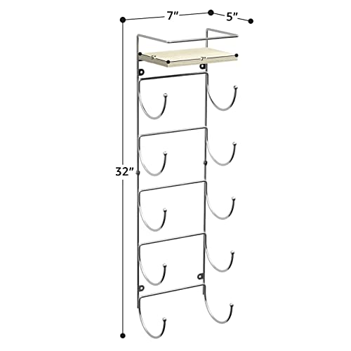 Sorbus Towel-Rack for Bathroom - Wall Mounted Metal Organization Rack with Wooden Top Shelf & 5 Tiers - Holds Full Sized Bath-Towels, Washcloths, Linens, & Hand-Towels - Easy Installation