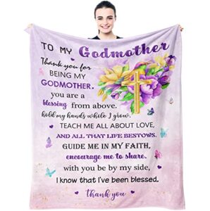 muxuten godmother gift blanket 60"x50" - godmother gifts from godchild - gifts for godmother - best godmother gifts - godmother gifts from godson/goddaughter, christian baptism gift ideas blankets