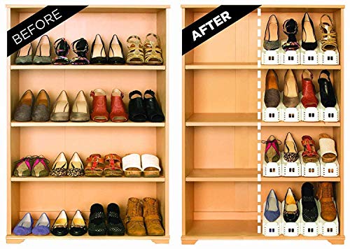 JRM's Shoe Slots Organizer for Closet Shoe Space Saver, Double Layer Shoe Rack Organizer Holder for Closet (Pack of 2)