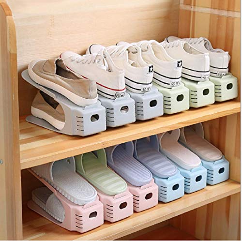 JRM's Shoe Slots Organizer for Closet Shoe Space Saver, Double Layer Shoe Rack Organizer Holder for Closet (Pack of 2)