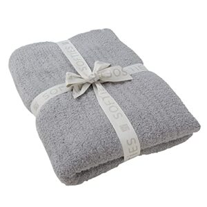 softies luxury throw blanket for couch, cozy marshmallow fabric, lightweight, oversized & super soft, grey