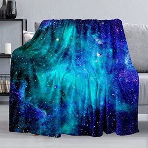 space galaxy blanket, soft warm fuzzy fleece plush blanket 60''x50'', smooth cozy flannel throw blanket for bed/couch/office/camping