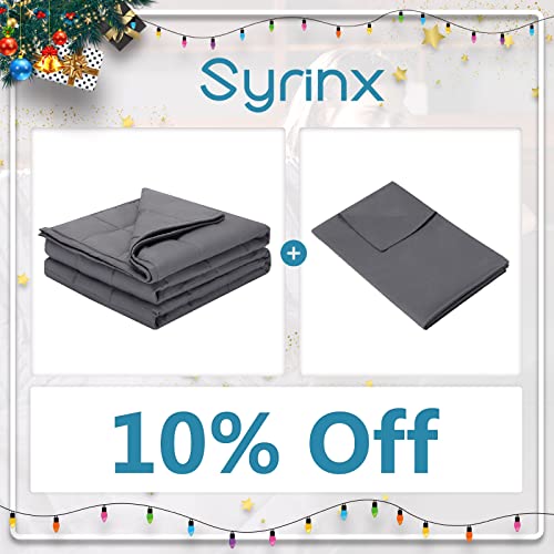 Syrinx Bundle Cooling Weighted Blanket 20 pounds(60”x 80”,Dark Grey) with Soft Duvet Cover (Grey, 60”x 80”)