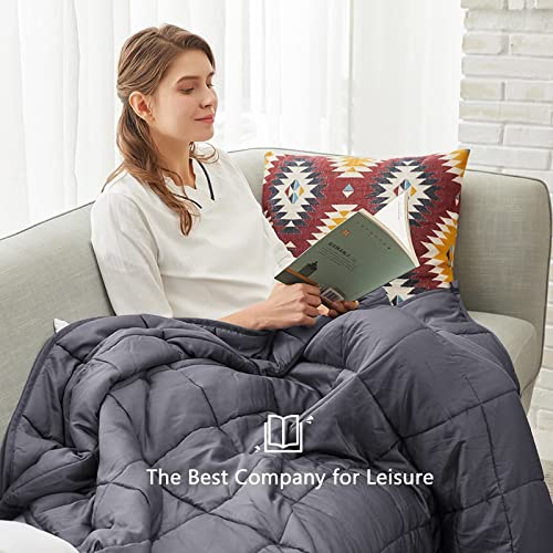 Syrinx Bundle Cooling Weighted Blanket 20 pounds(60”x 80”,Dark Grey) with Soft Duvet Cover (Grey, 60”x 80”)