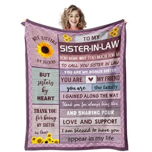 quilazy mothers day sister in law gifts for sister in law, sister in law birthday gifts, gift for sister in law, sister in law wedding mother's day birthday gift for sister in law blanket 60"x 50"