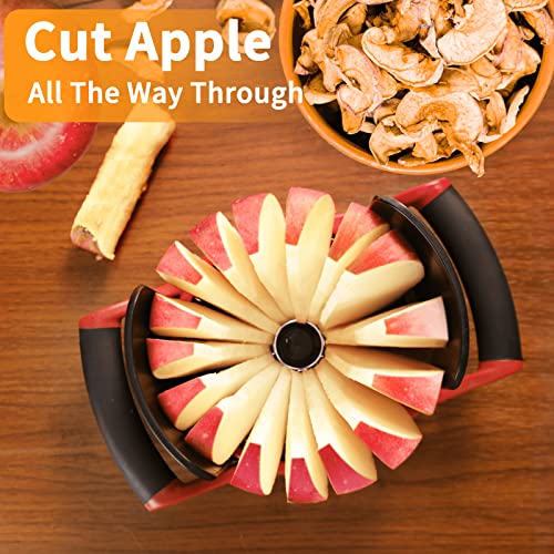 Newness Apple Cutter Slicer, [Large Size] 16 Slices HEAVY DUTY Apple and Pear Corer Divider with Base, [Upgraded] Cut Apples All The Way Through, Stainless Steel Fruits & Vegetables Divider, Wedger