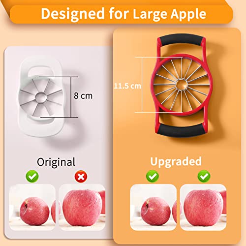 Newness Apple Cutter Slicer, [Large Size] 16 Slices HEAVY DUTY Apple and Pear Corer Divider with Base, [Upgraded] Cut Apples All The Way Through, Stainless Steel Fruits & Vegetables Divider, Wedger
