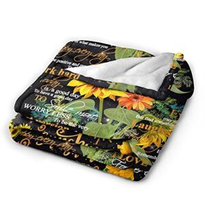 to My Daughter from Mom Letter You are My Sunshine Sunflower Throw Blanket Soft Flannel Summer Air Conditioner Blanket Warm Blanket for Bed Couch Living Room(60"x50")