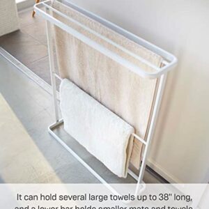 Yamazaki Home Bath Towel Hanger - Bathroom Organizer Storage Holder Dry Rack, Steel, Water Resistant