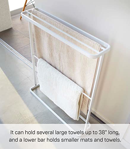 Yamazaki Home Bath Towel Hanger - Bathroom Organizer Storage Holder Dry Rack, Steel, Water Resistant