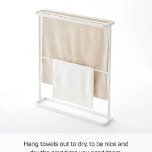 Yamazaki Home Bath Towel Hanger - Bathroom Organizer Storage Holder Dry Rack, Steel, Water Resistant