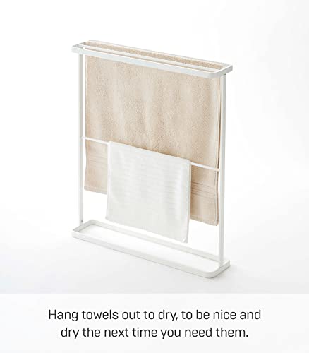 Yamazaki Home Bath Towel Hanger - Bathroom Organizer Storage Holder Dry Rack, Steel, Water Resistant