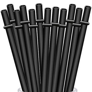 alink 12-pack reusable black straws, 10.5" long hard plastic tumbler replacement straws with cleaning brush