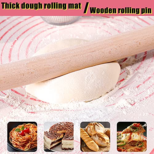 Rolling-Pin-Silicone-Baking-Mats-Set, Nonstick Dough Rolling Pastry Mat for Cookie Macaroon Pie Crust Pizza, Heat-resistant Silicone Baking Sheets for Oven, Silicon Macaroons Baking Mats